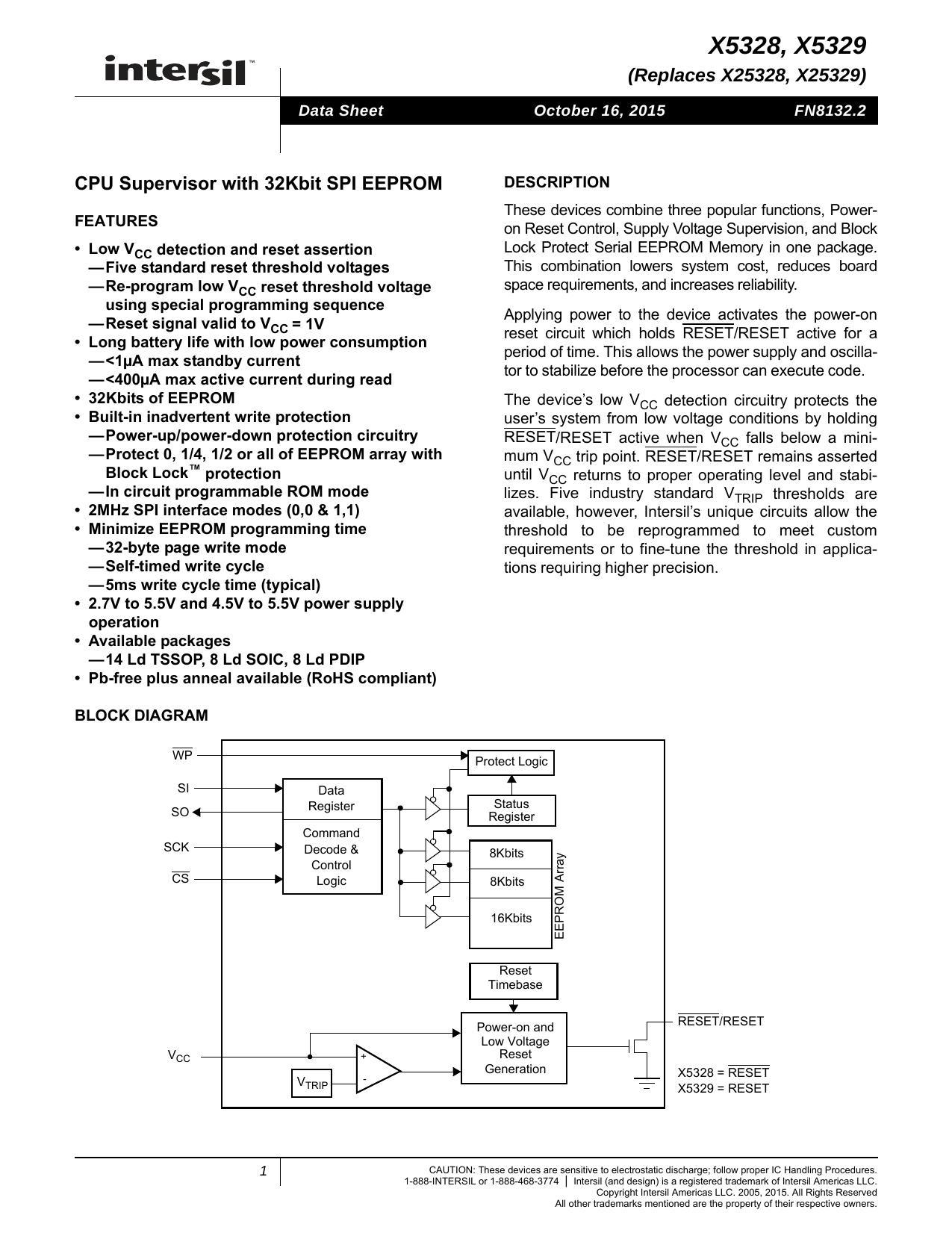 cpu-supervisor-with-32kbit-spi-eeprom---intersil-x5328-x5329-datasheet.pdf