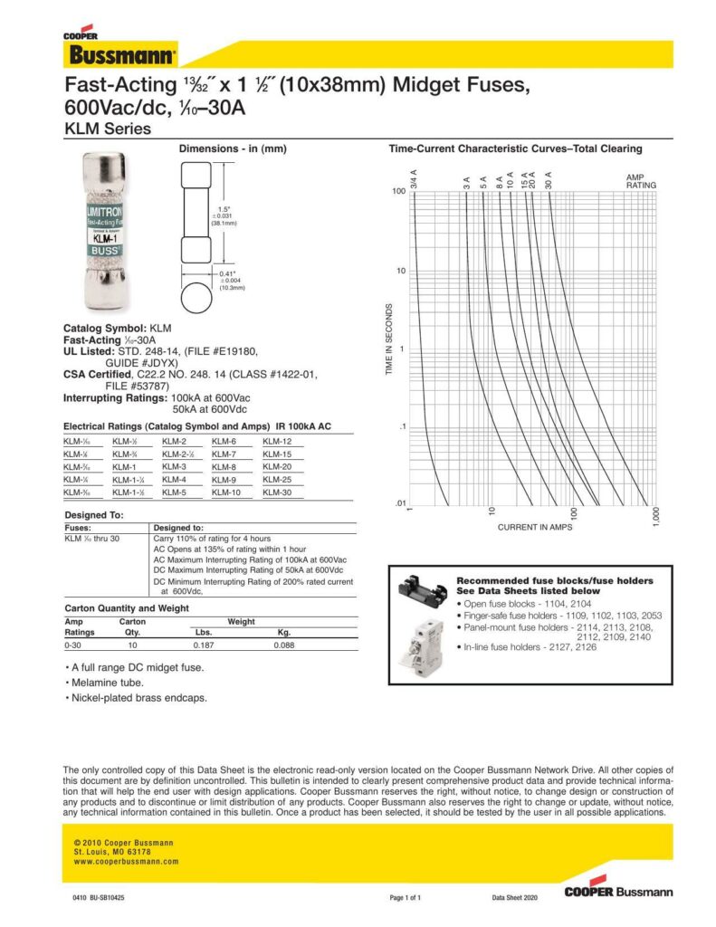 cooper-bussmann-klm-series-fast-acting-midget-fuses-datasheet.pdf