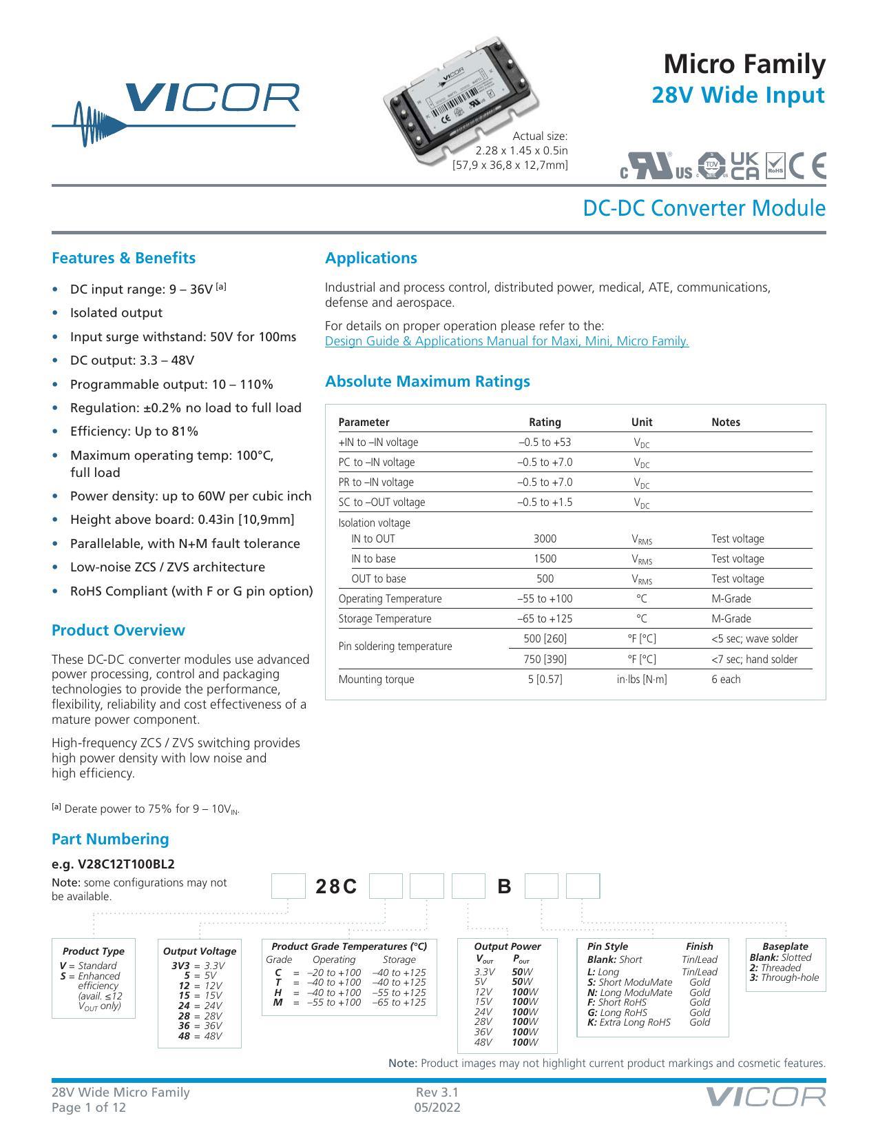 vicor-micro-family-28v-wide-input-dc-dc-converter-module-datasheet.pdf