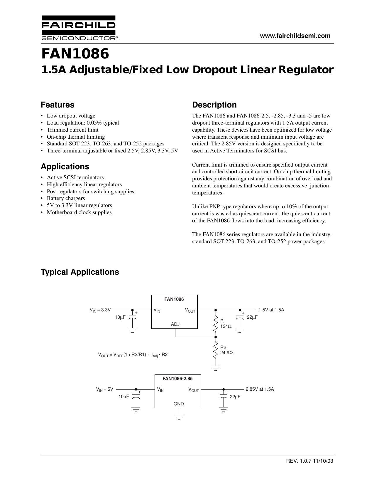 fan1086-15a-adjustablefixed-low-dropout-linear-regulator-datasheet.pdf