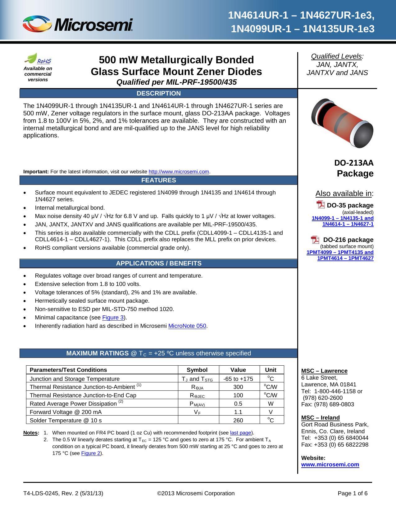 microsemi-500-mw-metallurgically-bonded-glass-surface-mount-zener-diodes.pdf