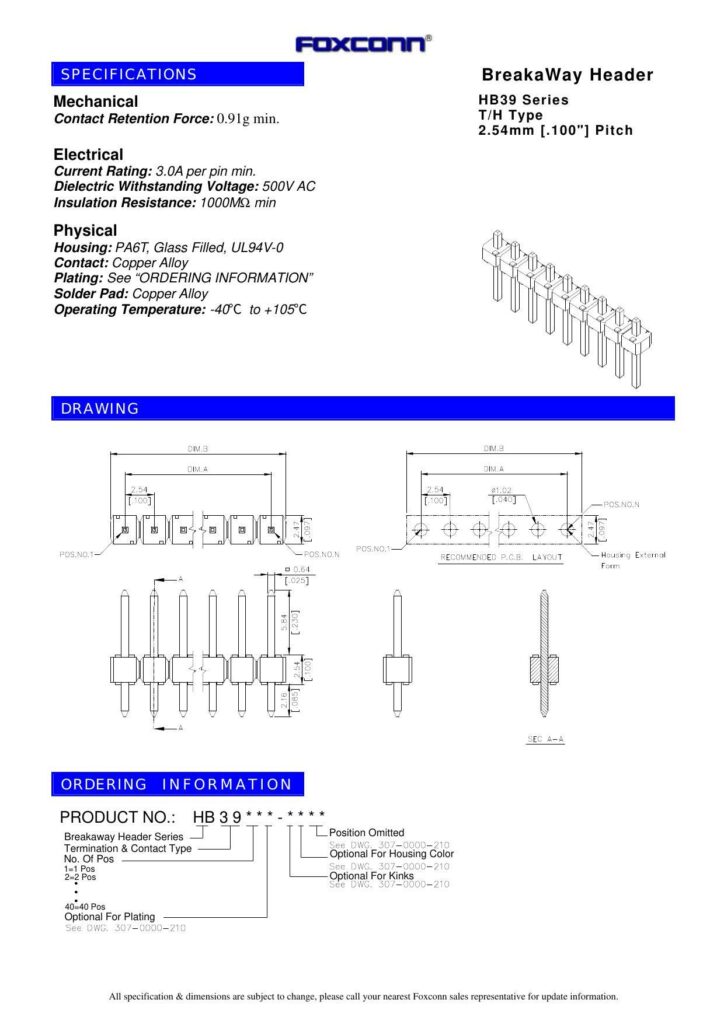 foxconn-breakaway-header-hb39-series-datasheet---specifications-and-ordering-information.pdf