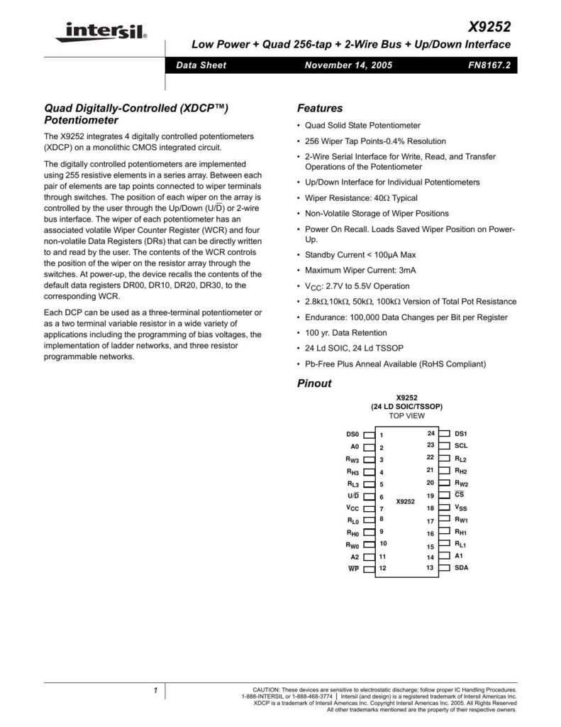 intersil-x9252-low-power-quad-256-tap-2-wire-bus-updown-interface-data-sheet.pdf