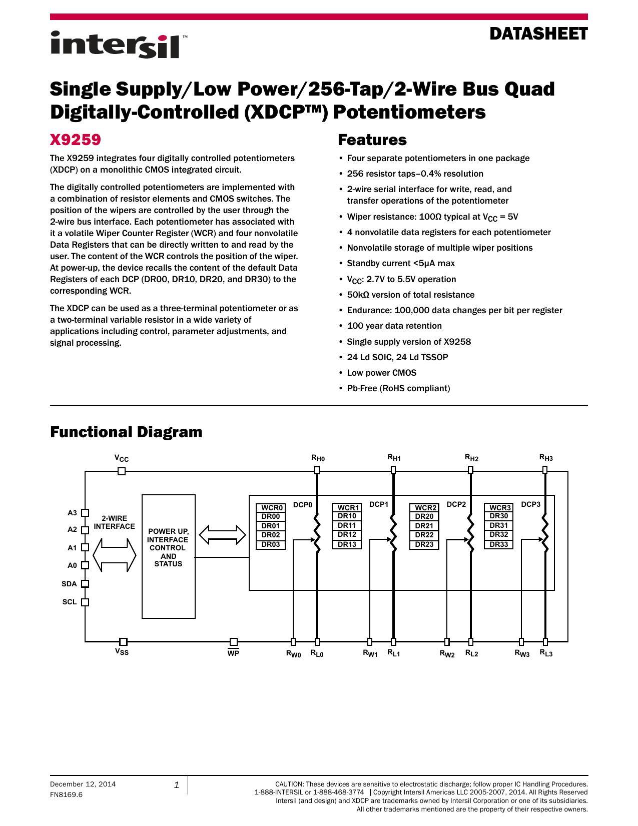 intersil-single-supply-low-power-256-tap2-wire-bus-quad-digitally-controlled-xdcp-potentiometers-x9259.pdf