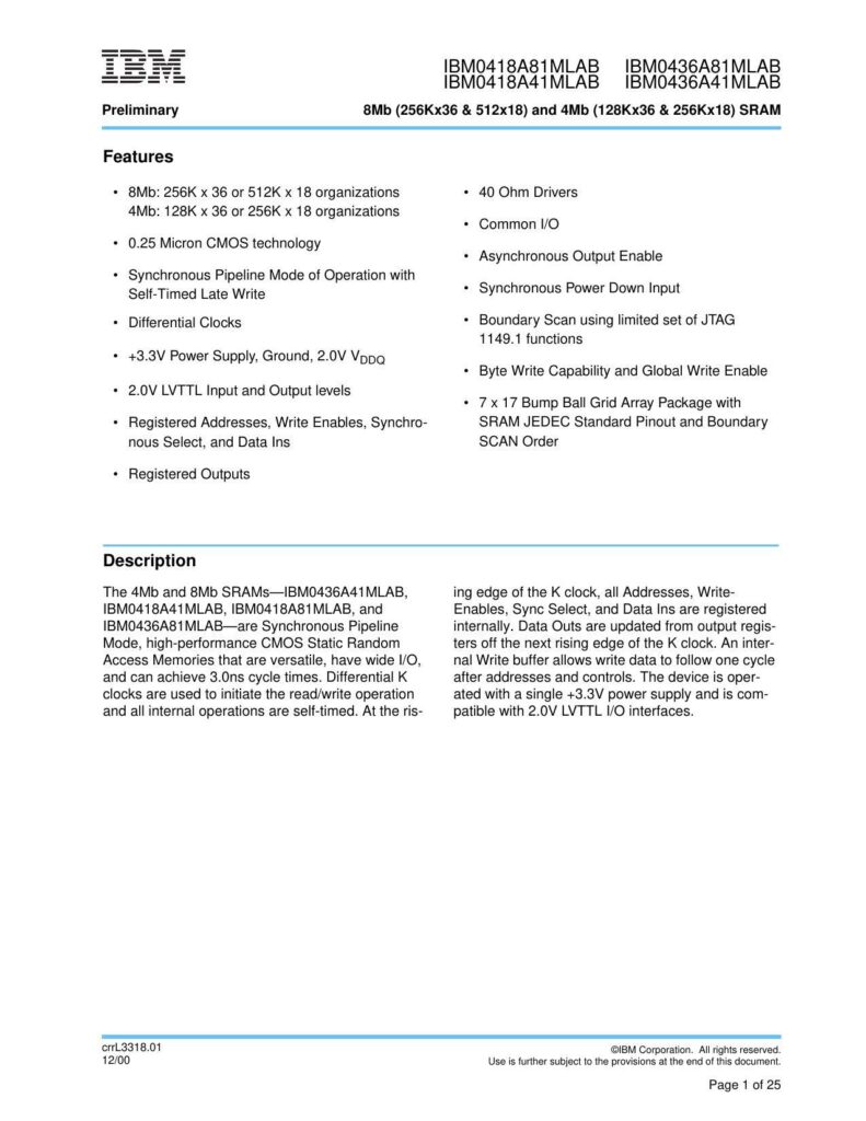 ibm-8mb-and-4mb-synchronous-pipeline-mode-sram-datasheet.pdf