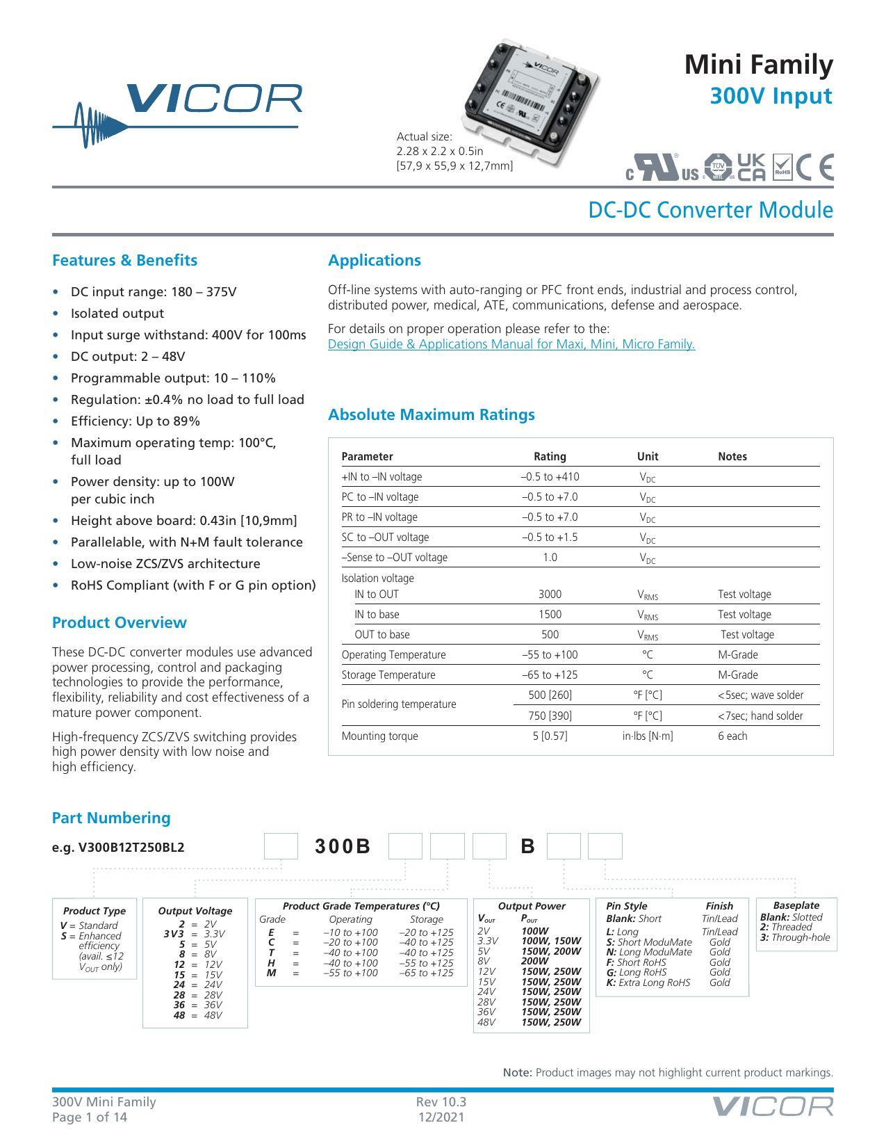 vicor-mini-family-300v-input-dc-dc-converter-module-datasheet.pdf