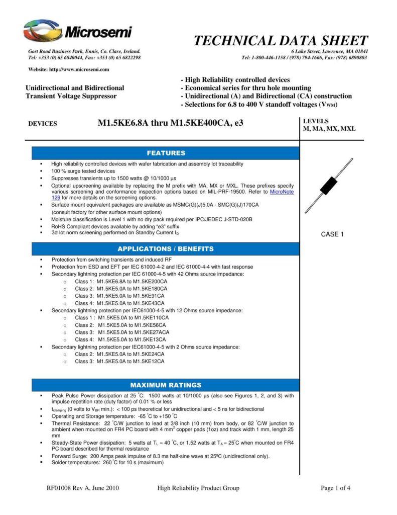 microsemi-high-reliability-unidirectional-and-bidirectional-transient-voltage-suppressors.pdf