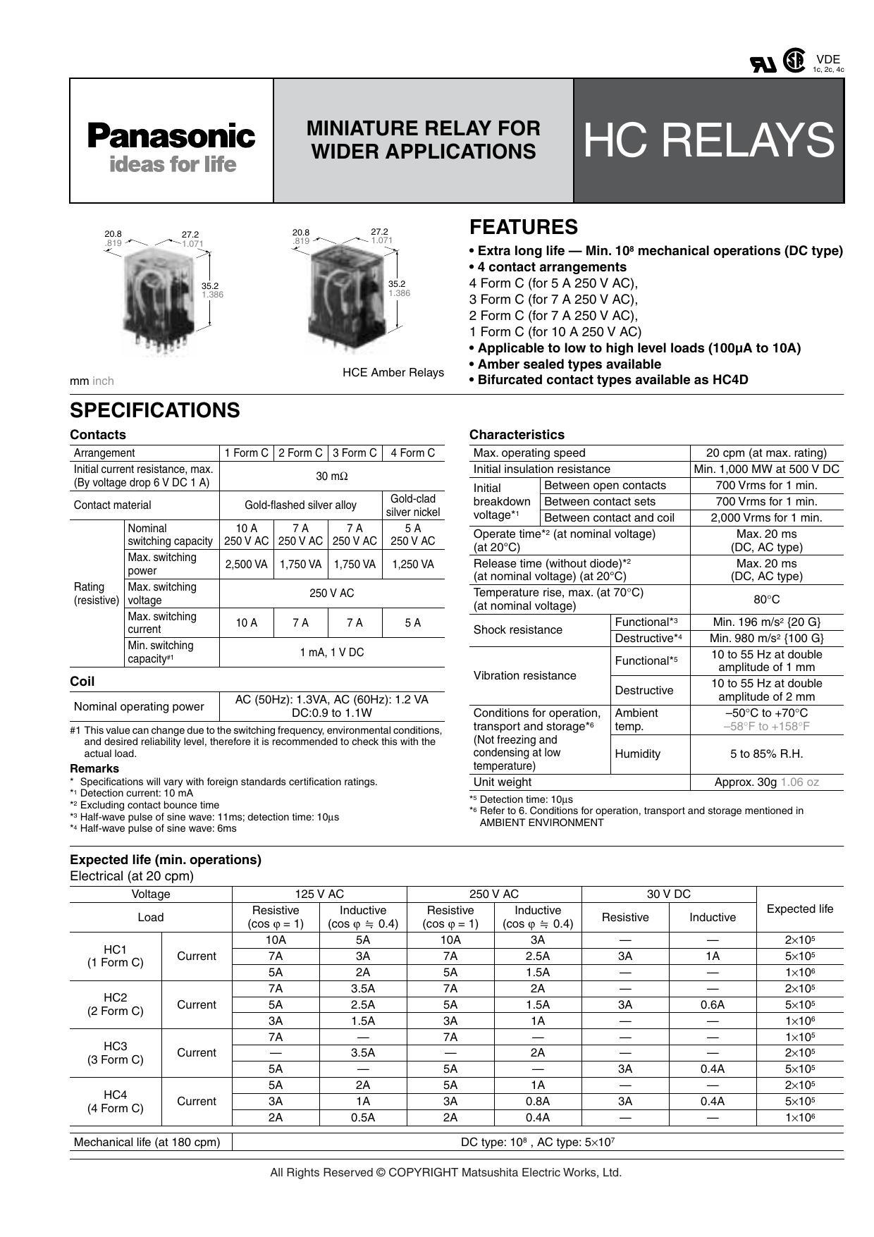 hc-relays-miniature-relay-datasheet-by-matsushita-electric-works.pdf