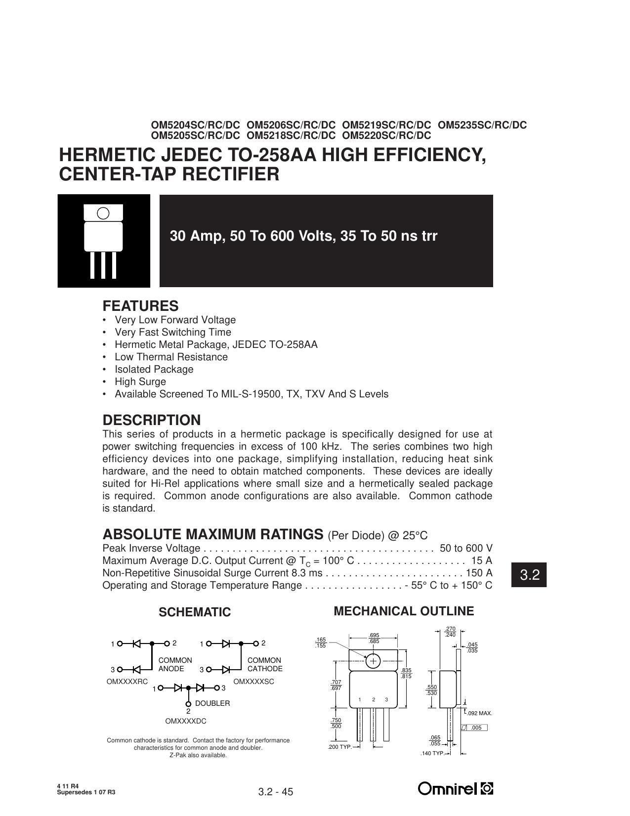 oms2xxom52xx-hermetic-jedec-to-258aa-high-efficiency-center-tap-rectifiers.pdf
