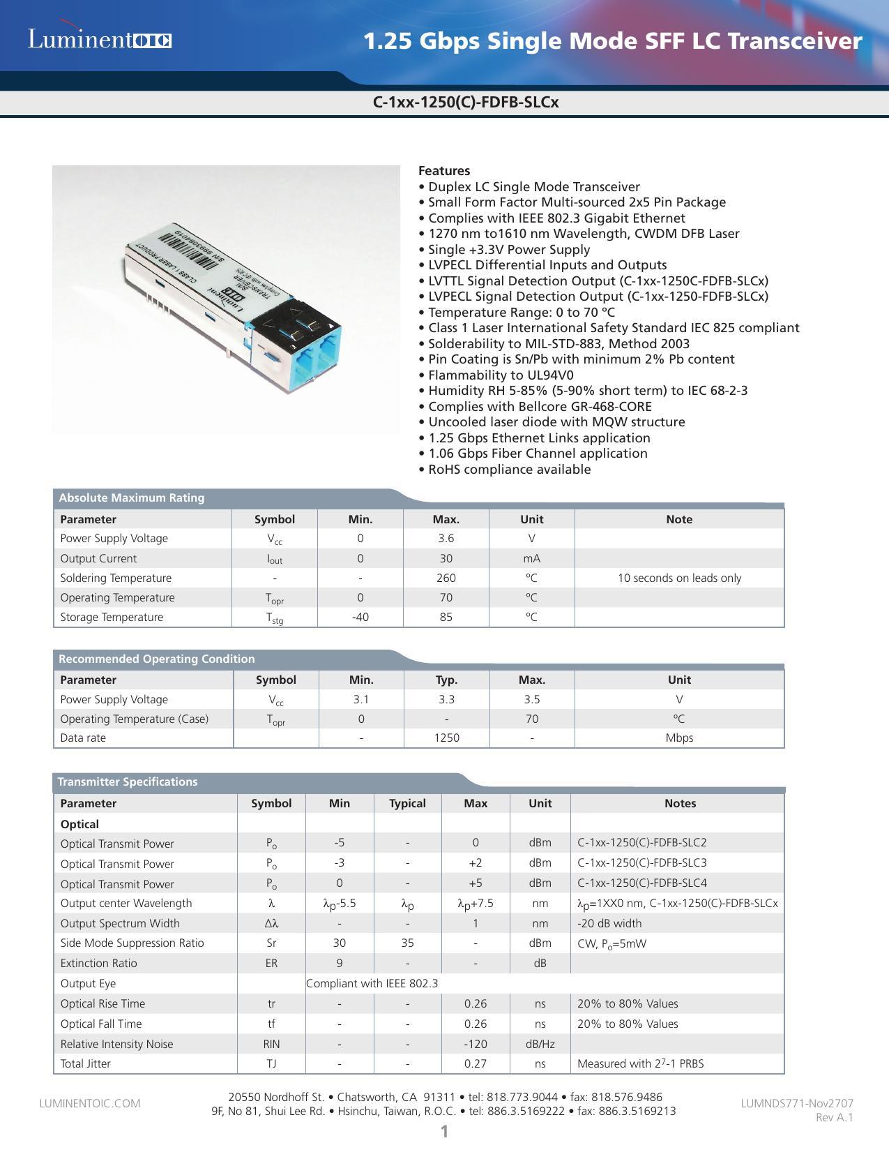 125-gbps-single-mode-sff-lc-transceiver---luminent-c-ixx-1250c-fdfb-slcx-datasheet.pdf