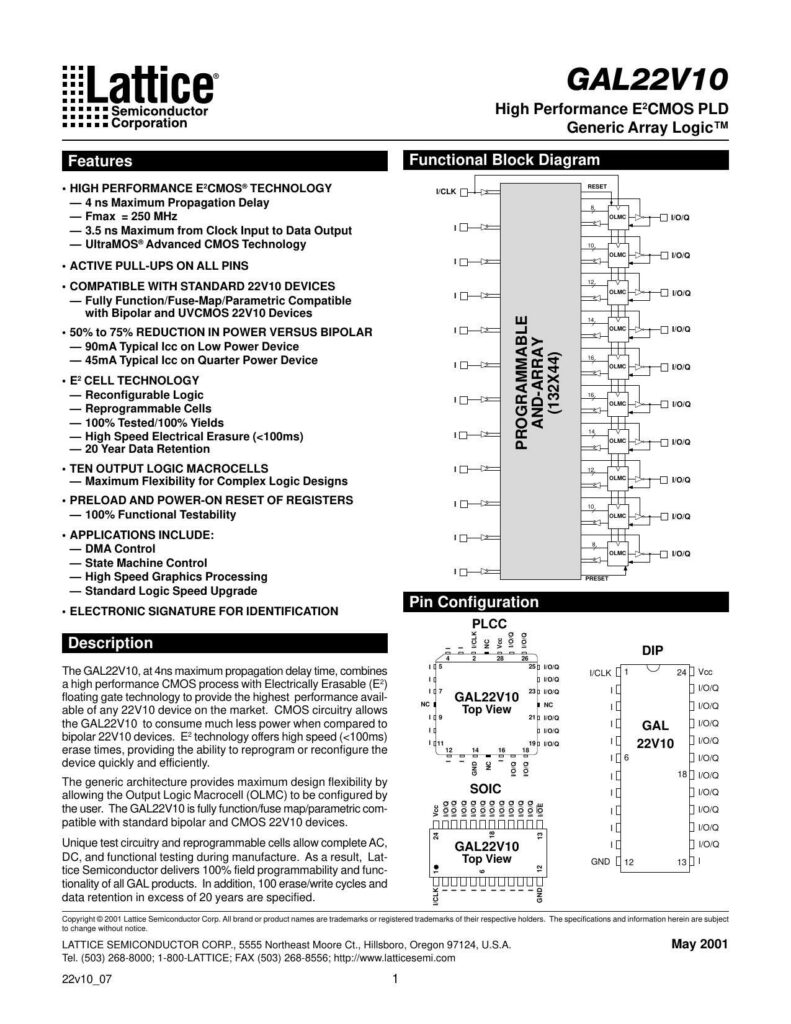 gal2zv10-high-performance-ercmos-pld-generic-array-logictm-functional-block-diagram.pdf