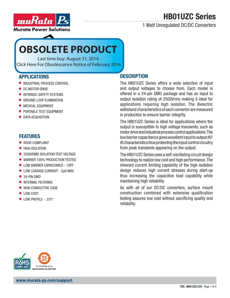 hbo1uzc-series-1-watt-unregulated-dcdc-converters-datasheet.pdf