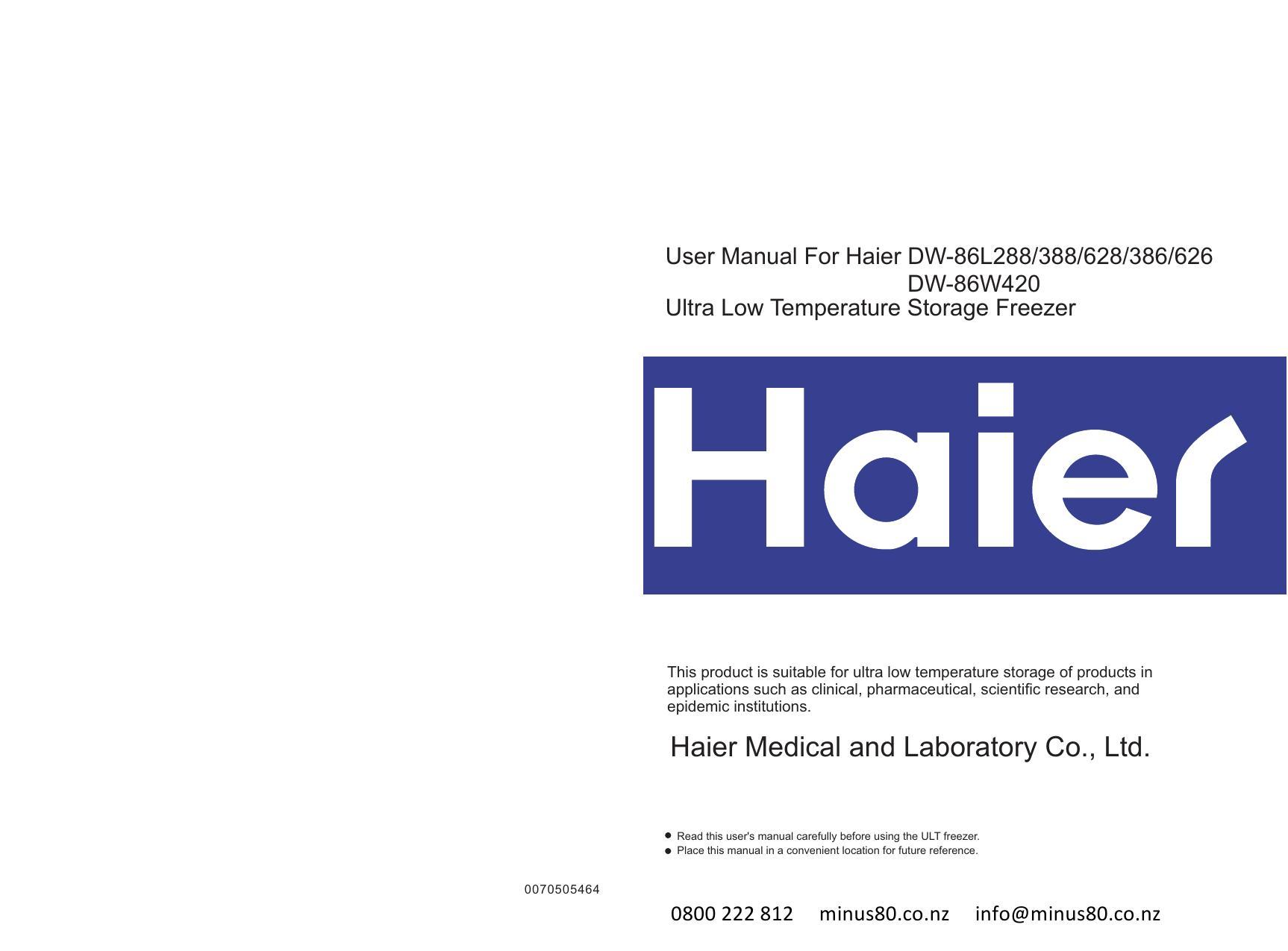 user-manual-for-haier-dw-86l288388628386626-dw-86142o-ultra-low-temperature-storage-freezer.pdf