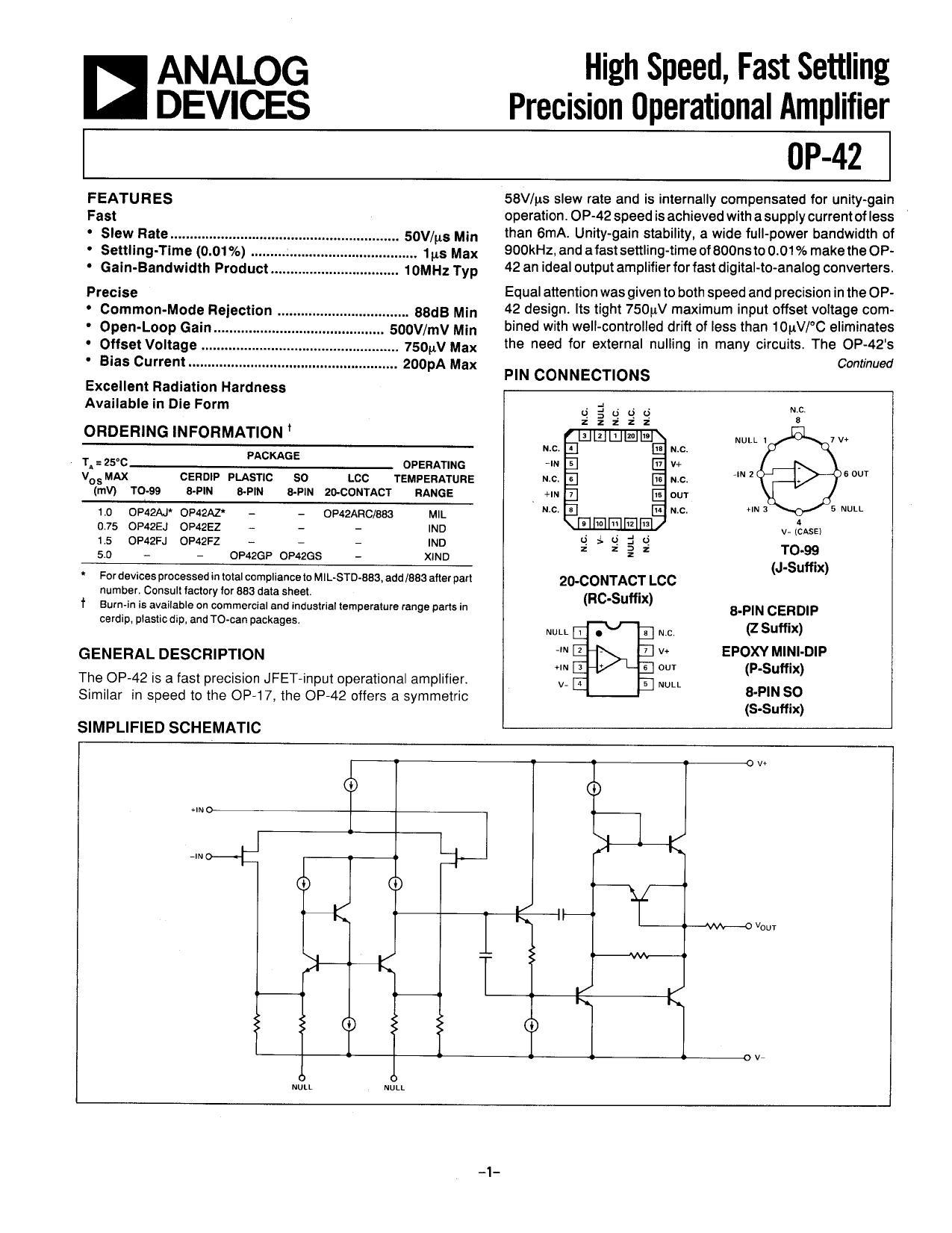 op-42-high-speed-fast-settling-precision-operational-amplifier-datasheet.pdf