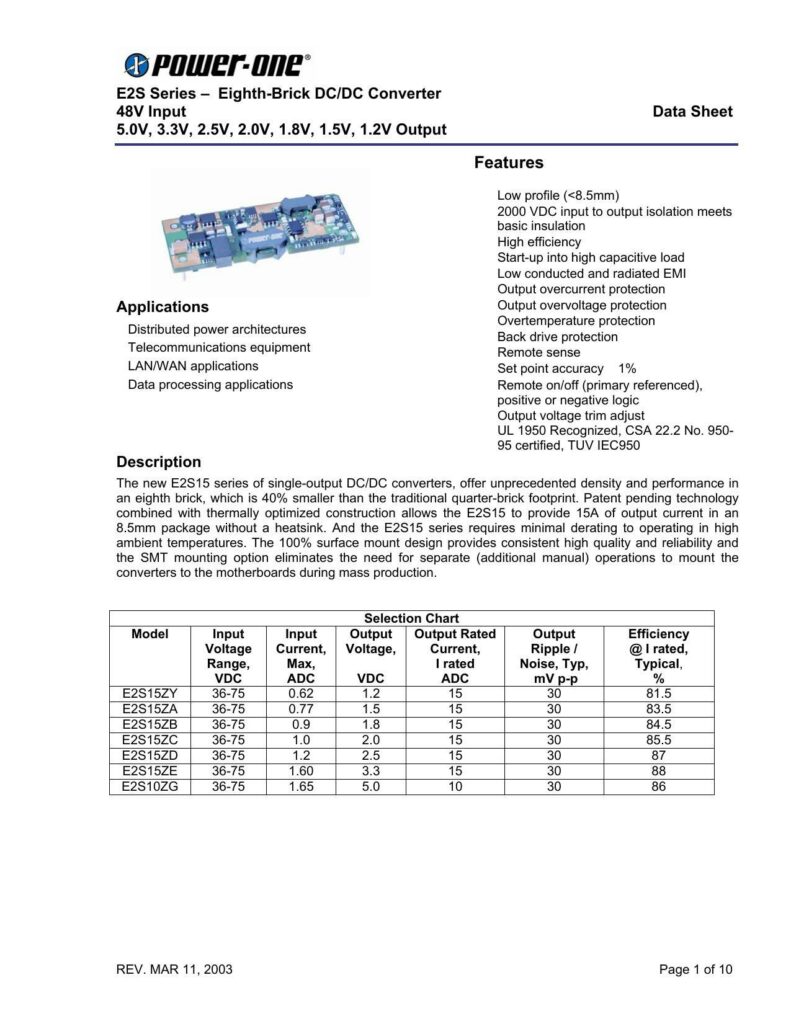 power-one-e2s-series-eighth-brick-dcidc-converter-48v-input-50v-33v-25v-20v-18v-15v-12v-output-data-sheet.pdf