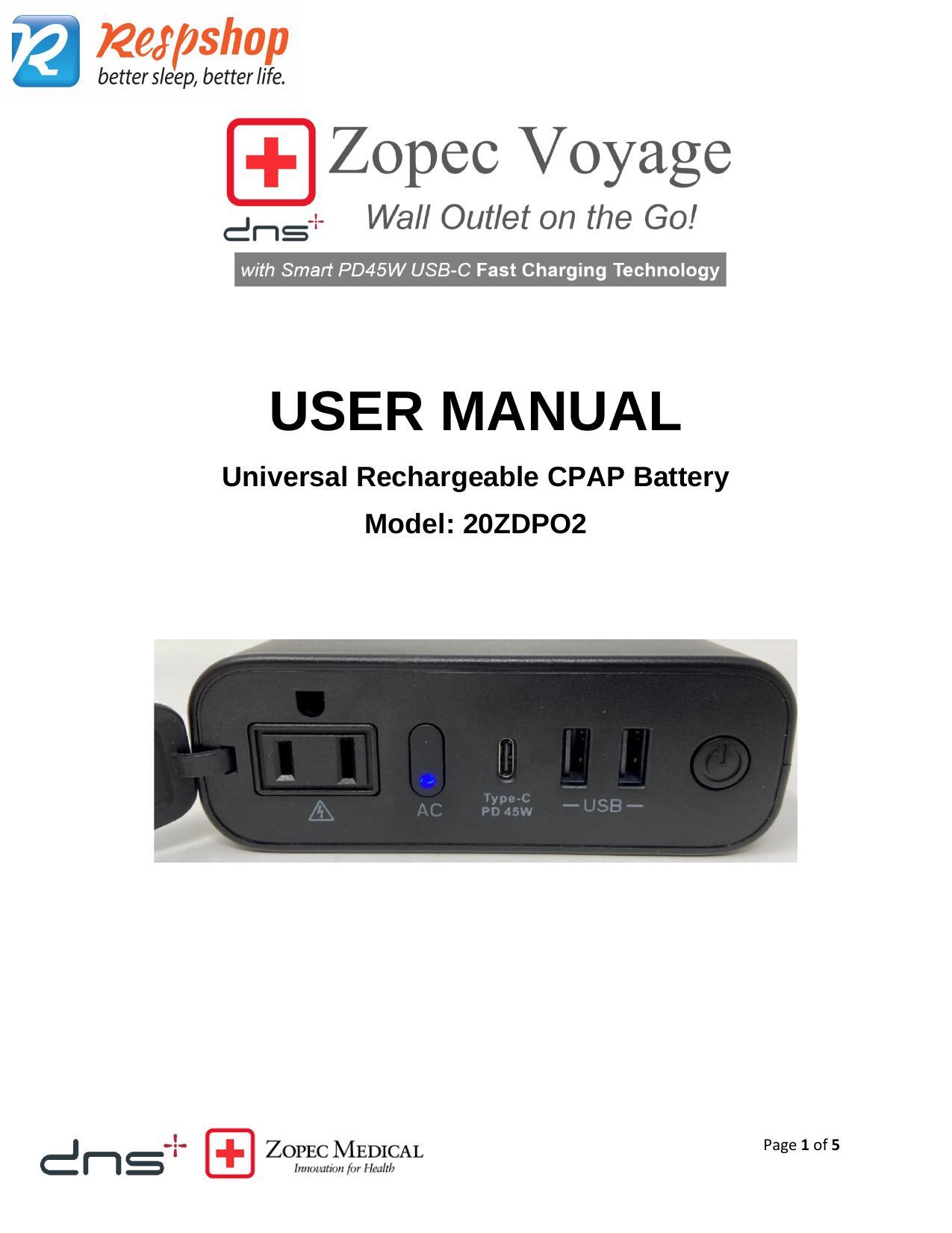 zopec-voyage-universal-rechargeable-cpap-battery-model-20zdpo2-user-manual.pdf