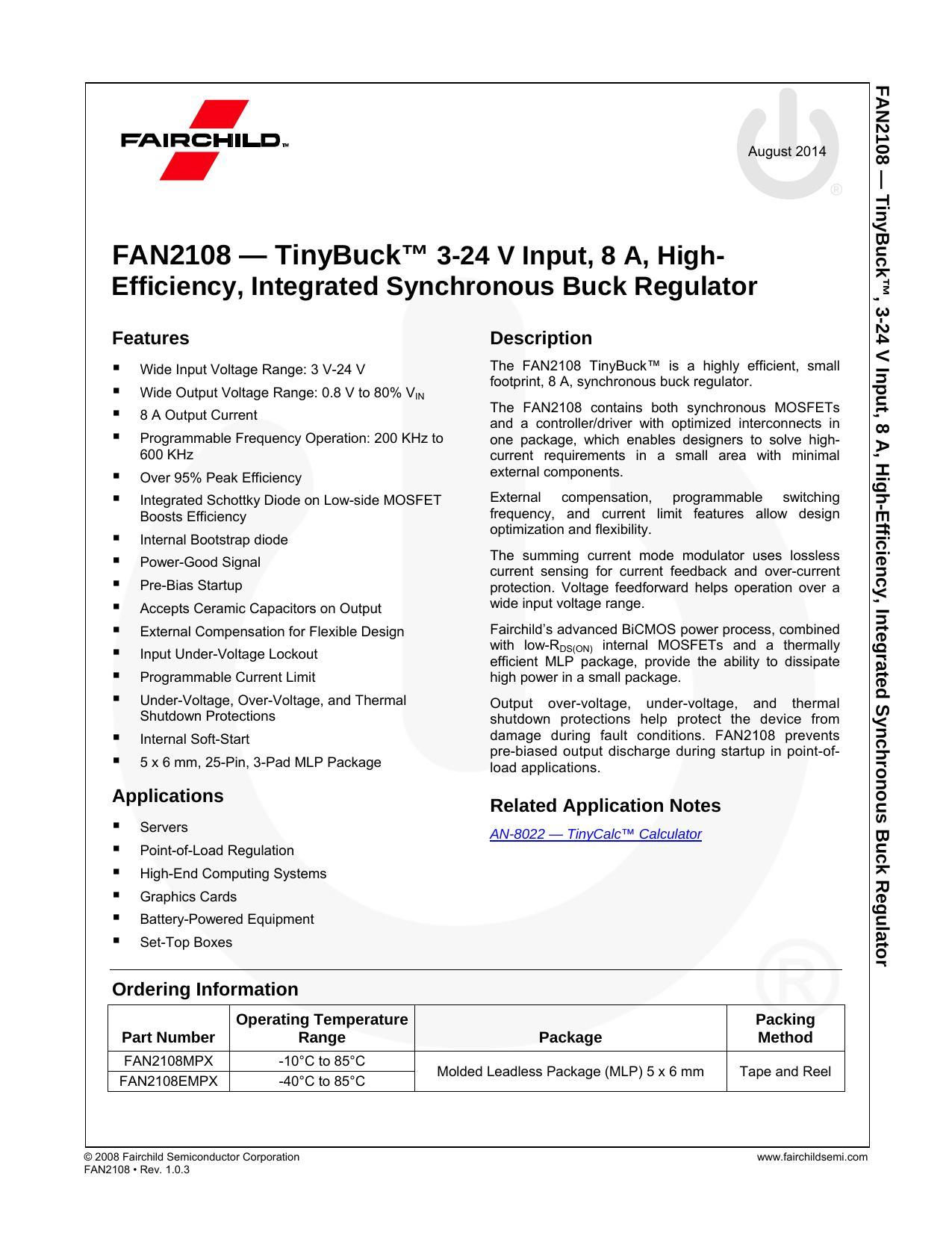 fan2108-tinybuck-3-24-v-input-8-a-high-efficiency-integrated-synchronous-buck-regulator.pdf