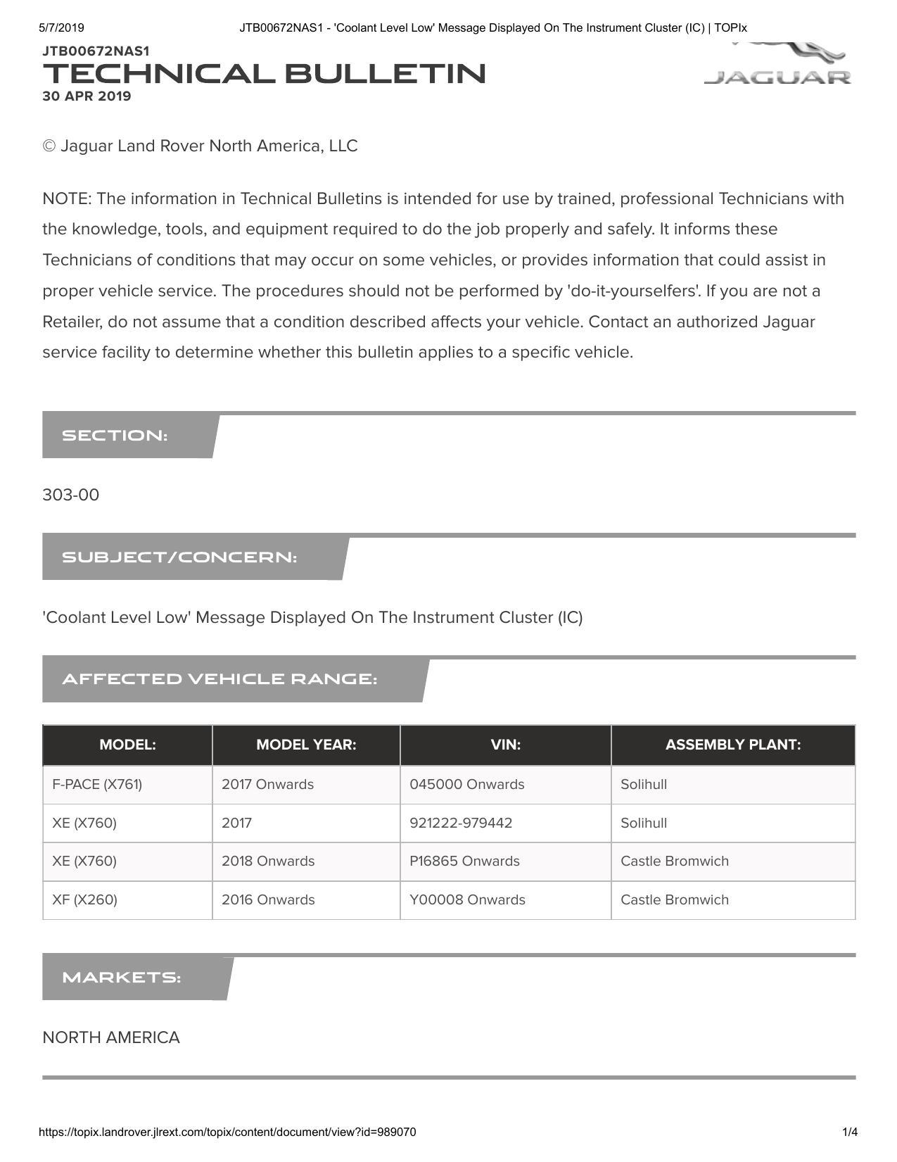 jaguar-technical-bulletin---coolant-level-low-message-displayed-on-the-instrument-cluster-ic---f-pace-x761-xe-x760-xf-x260---2016-onwards.pdf