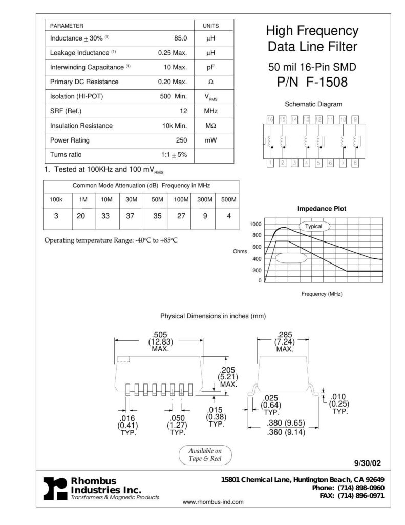 high-frequency-data-line-filter-50-mil-16-pin-smd-pin-f-1508.pdf