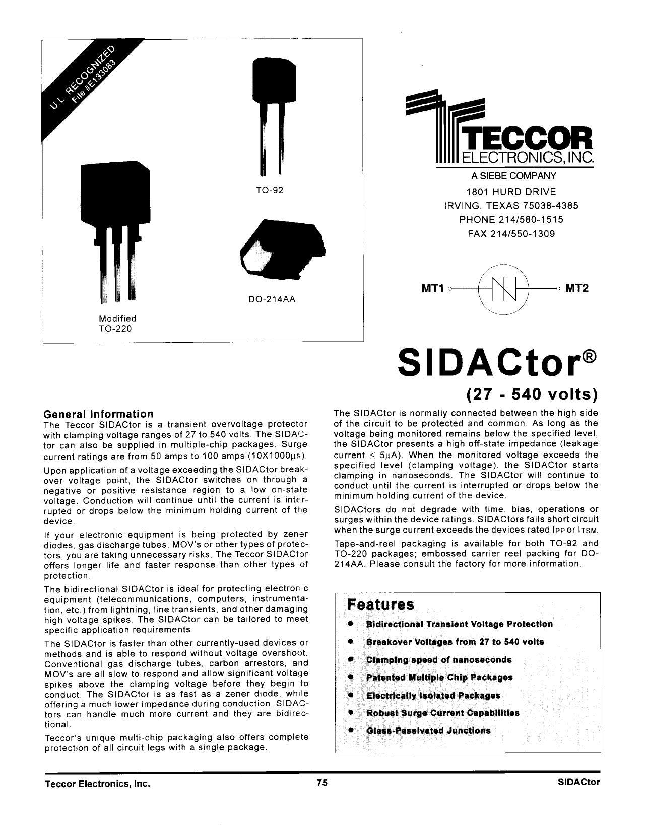 teccor-electronics-sidactor-datasheet.pdf