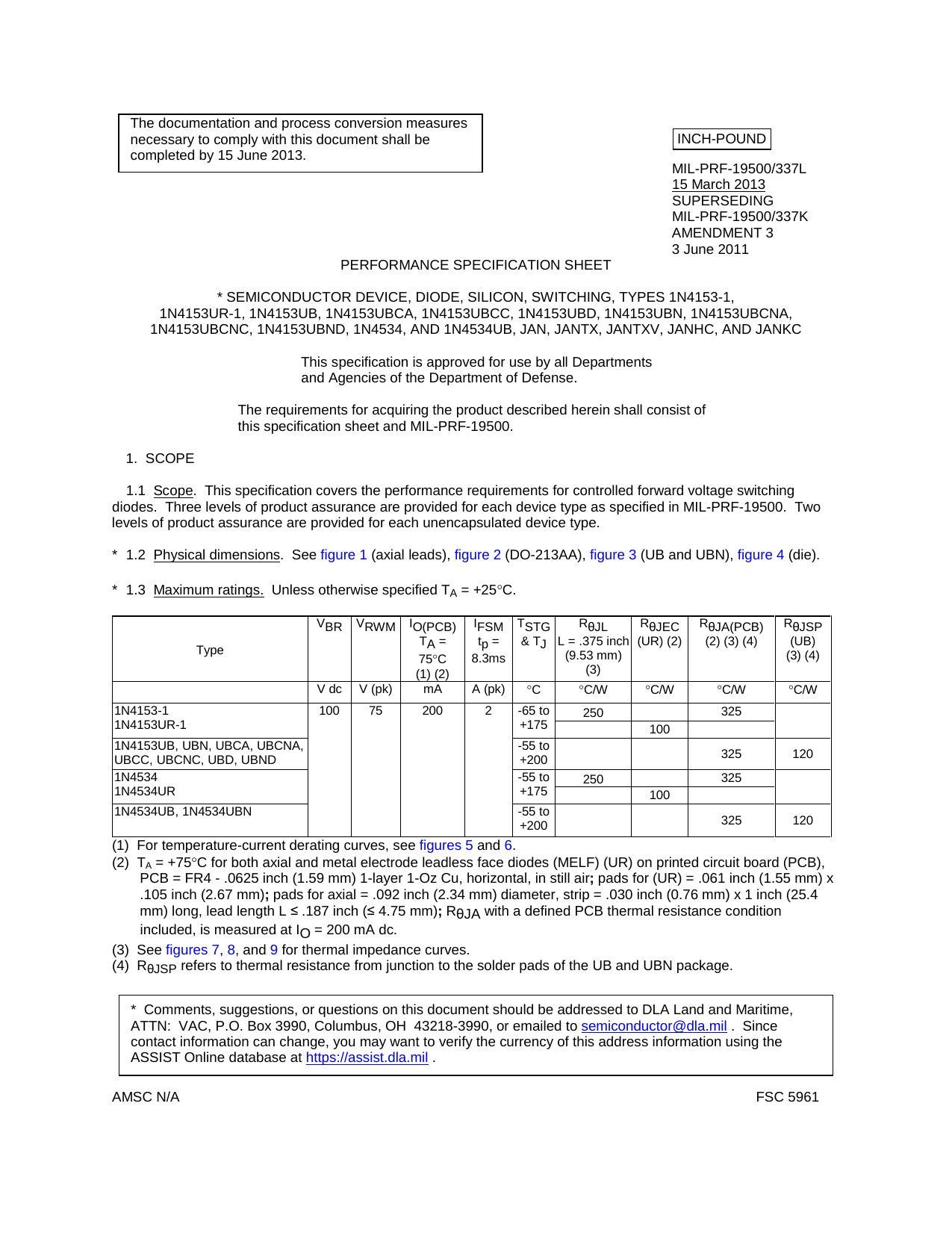 mil-prf-19500337l-semiconductor-device-diode-silicon-switching-types-1n4153-1-1n4153ur-1-1n41s3ub-1n41s3ubca-1n41s3ubcc-1n4is3ubd-in41s3ubn-1n4is3ubcna-1n41s3ubcnc-1n41s3ubnd-1n4534-and-1n4534ub-jan-jantx-jantxv-janhc-and-jankc.pdf