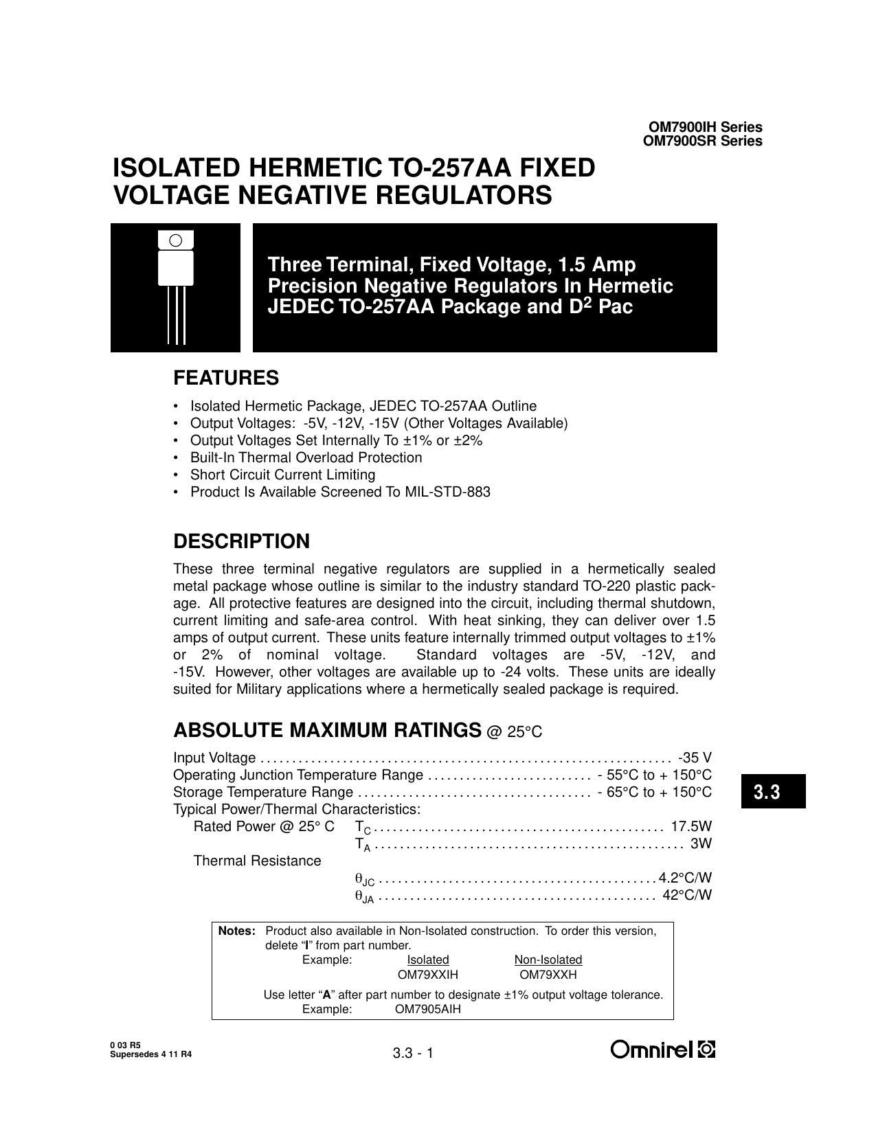 omz9ooih-series-omz9oosr-series-isolated-hermetic-to-257aa-fixed-voltage-negative-regulators.pdf