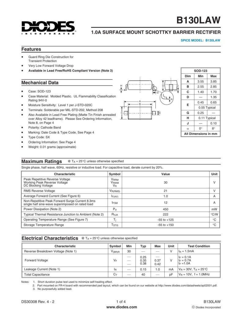 b13olaw-10a-surface-mount-schottky-barrier-rectifier-spice-model-b1bolaw.pdf