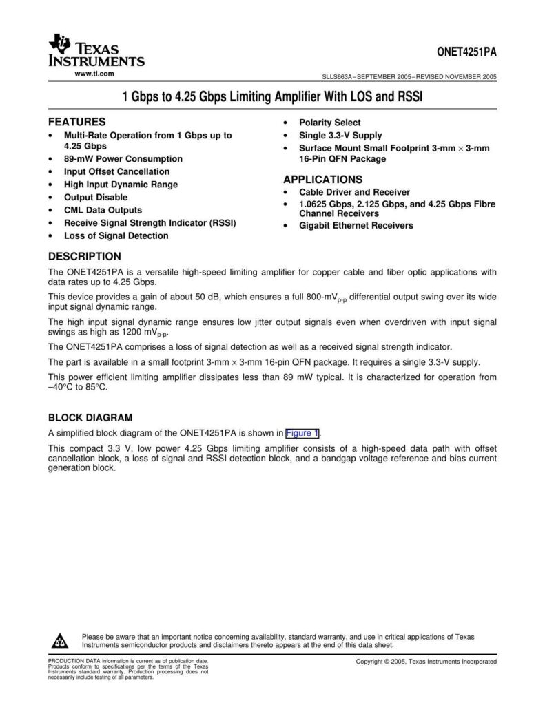 onet4251pa-1-gbps-to-425-gbps-limiting-amplifier-with-los-and-rssi.pdf