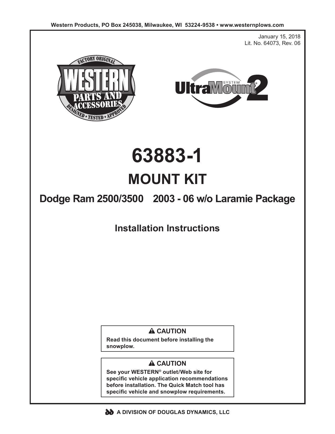 installation-instructions-for-western-ultramount-63883-1-mount-kit-for-dodge-ram-25003500-2003-2006-with-laramie-package.pdf