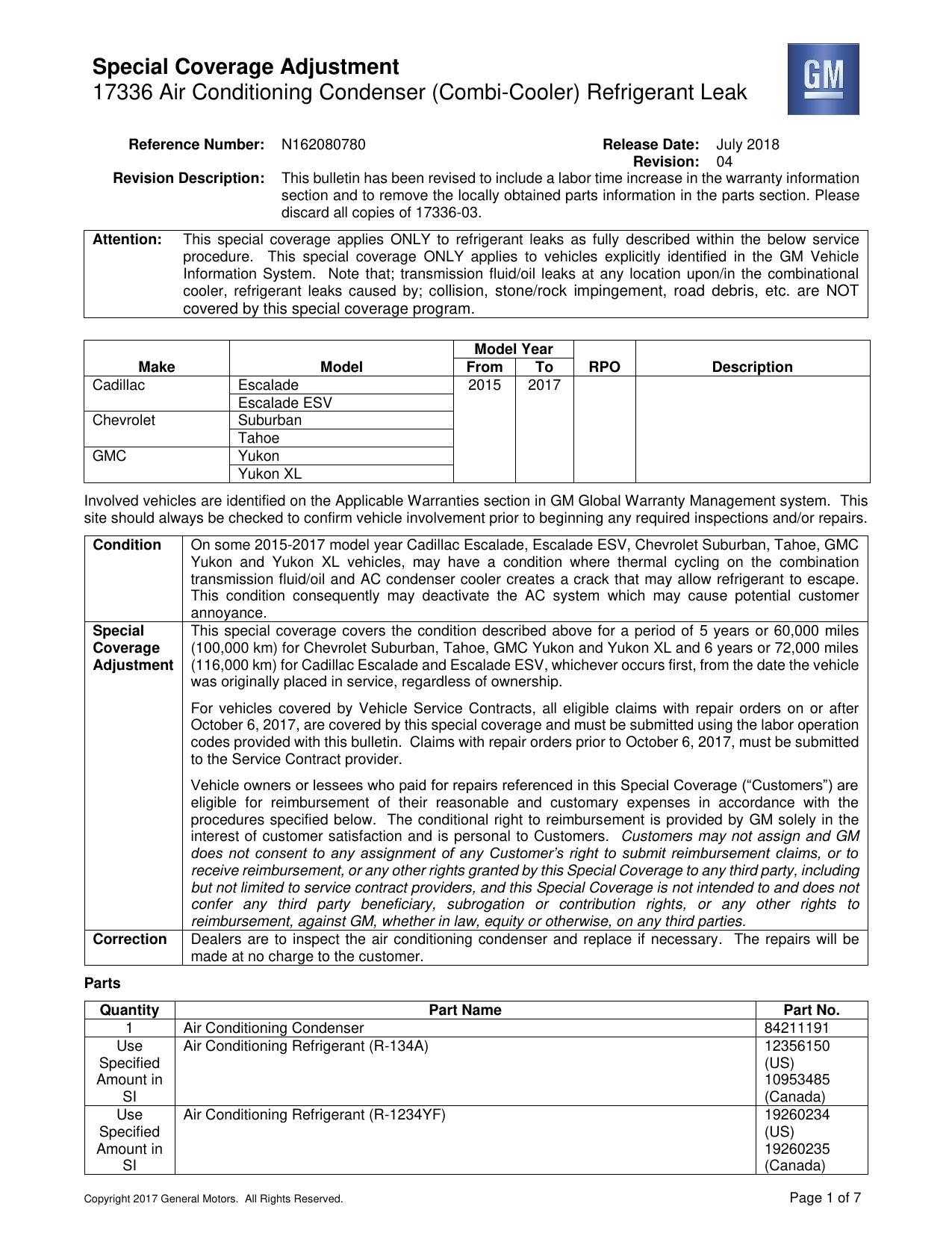 special-coverage-adjustment-17336-air-conditioning-condenser-combi-cooler-refrigerant-leak-for-2015-2017-cadillac-escalade-escalade-esv-chevrolet-suburban-tahoe-gmc-yukon-and-yukon-xl.pdf