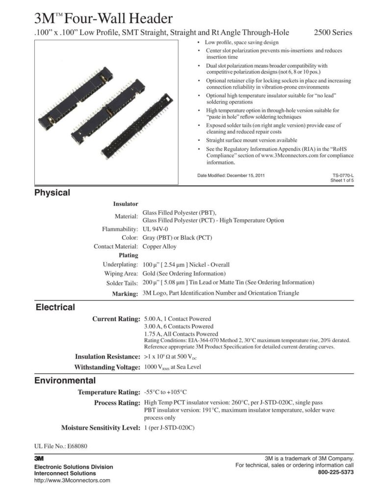 3m-tm-four-wall-header-100-x100-low-profile-smt-straight-straight-and-rt-angle-through-hole-2500-series.pdf