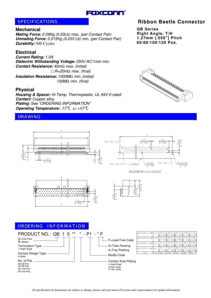 foxconn-qb-series-right-angle-ribbon-beetle-connector-datasheet.pdf