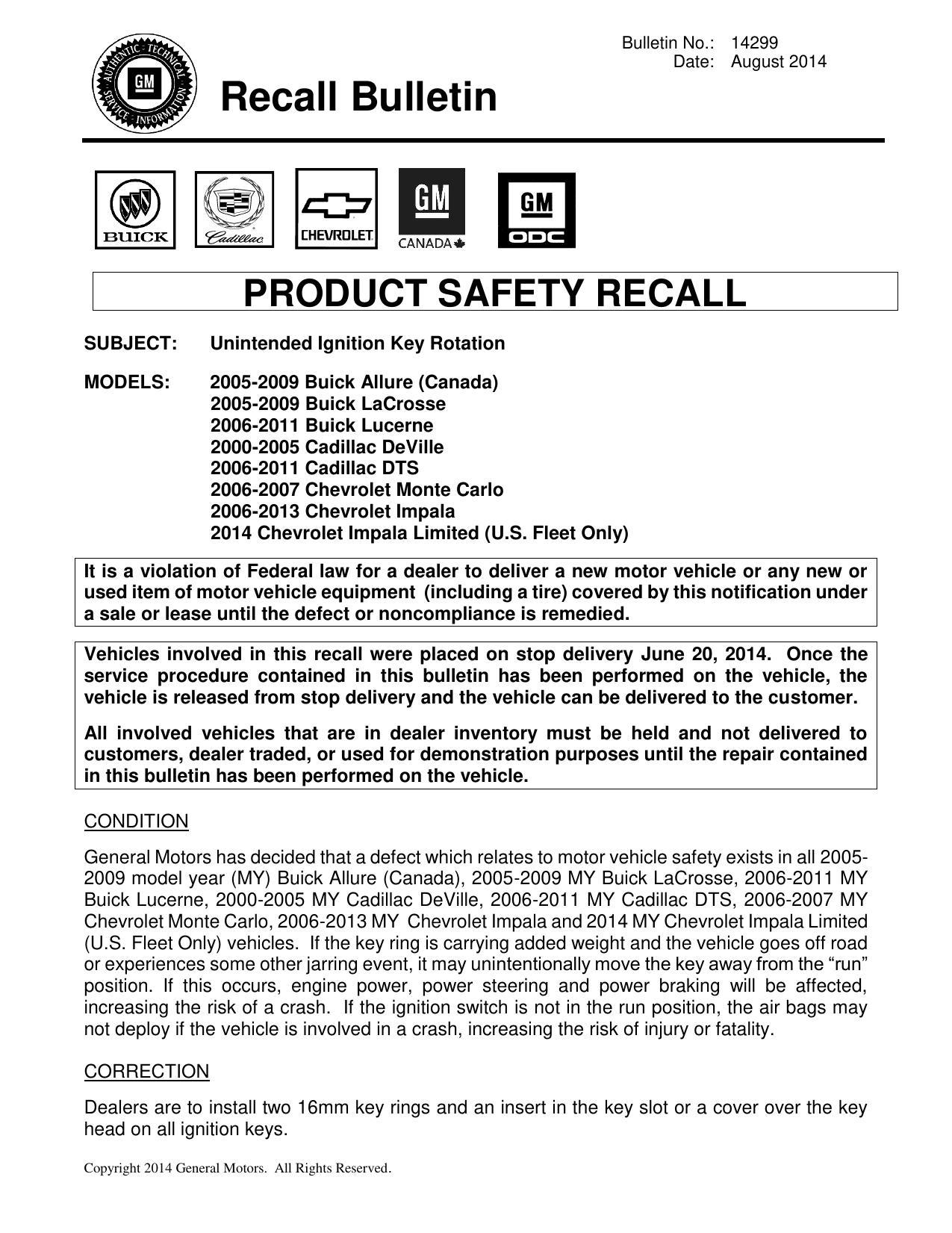 recall-bulletin-2005-2009-buick-allure-canada-2005-2009-buick-lacrosse-2006-2011-buick-lucerne-2000-2005-cadillac-deville-2006-2011-cadillac-dts-2006-2007-chevrolet-monte-carlo-2006-2013-chevrolet-impala-and-2014-chevrolet-impala-limited-us-fleet-only.pdf