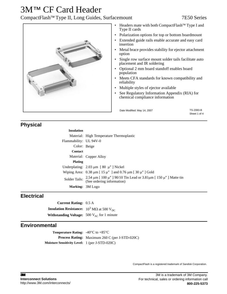 3m-cf-card-header-compactflash-type-ii-long-guides-surface-mount-7eso-series-headers.pdf