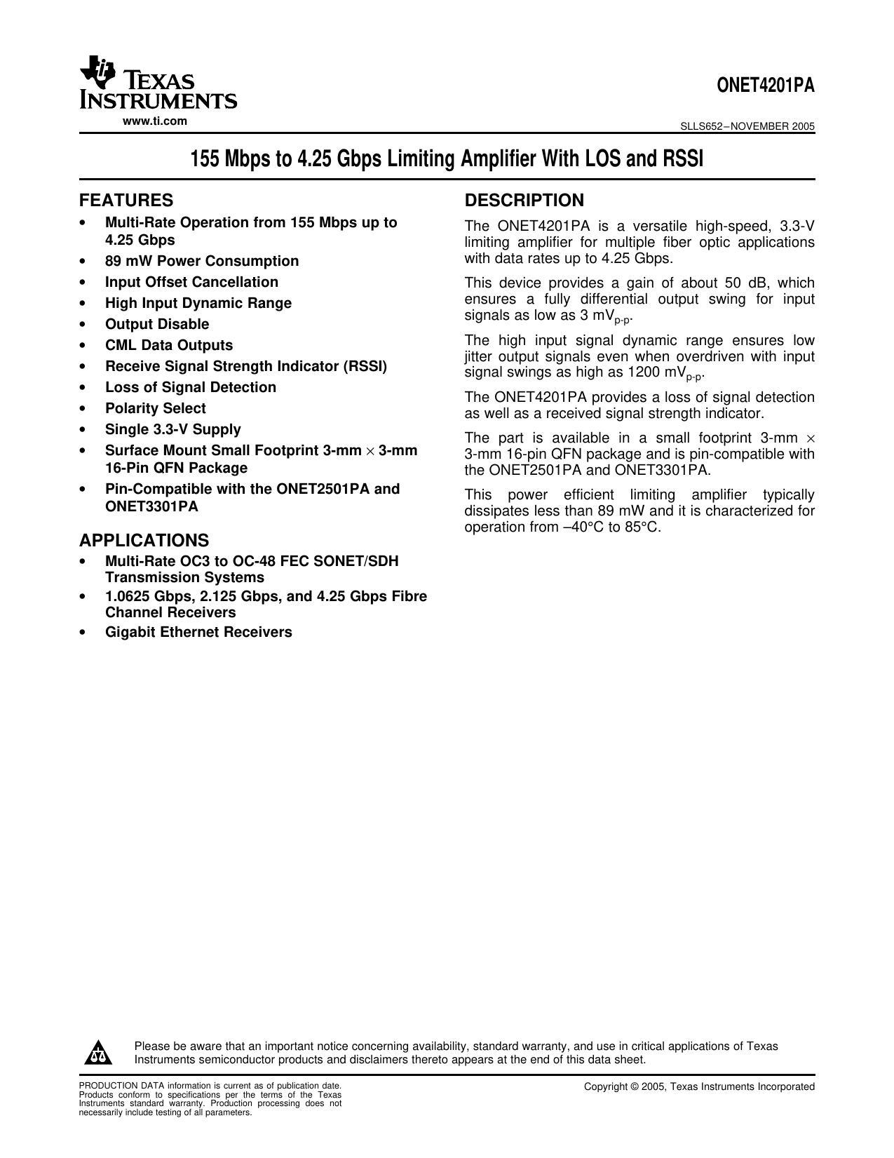 onet42oipa-155-mbps-to-425-gbps-limiting-amplifier-with-los-and-rssi.pdf