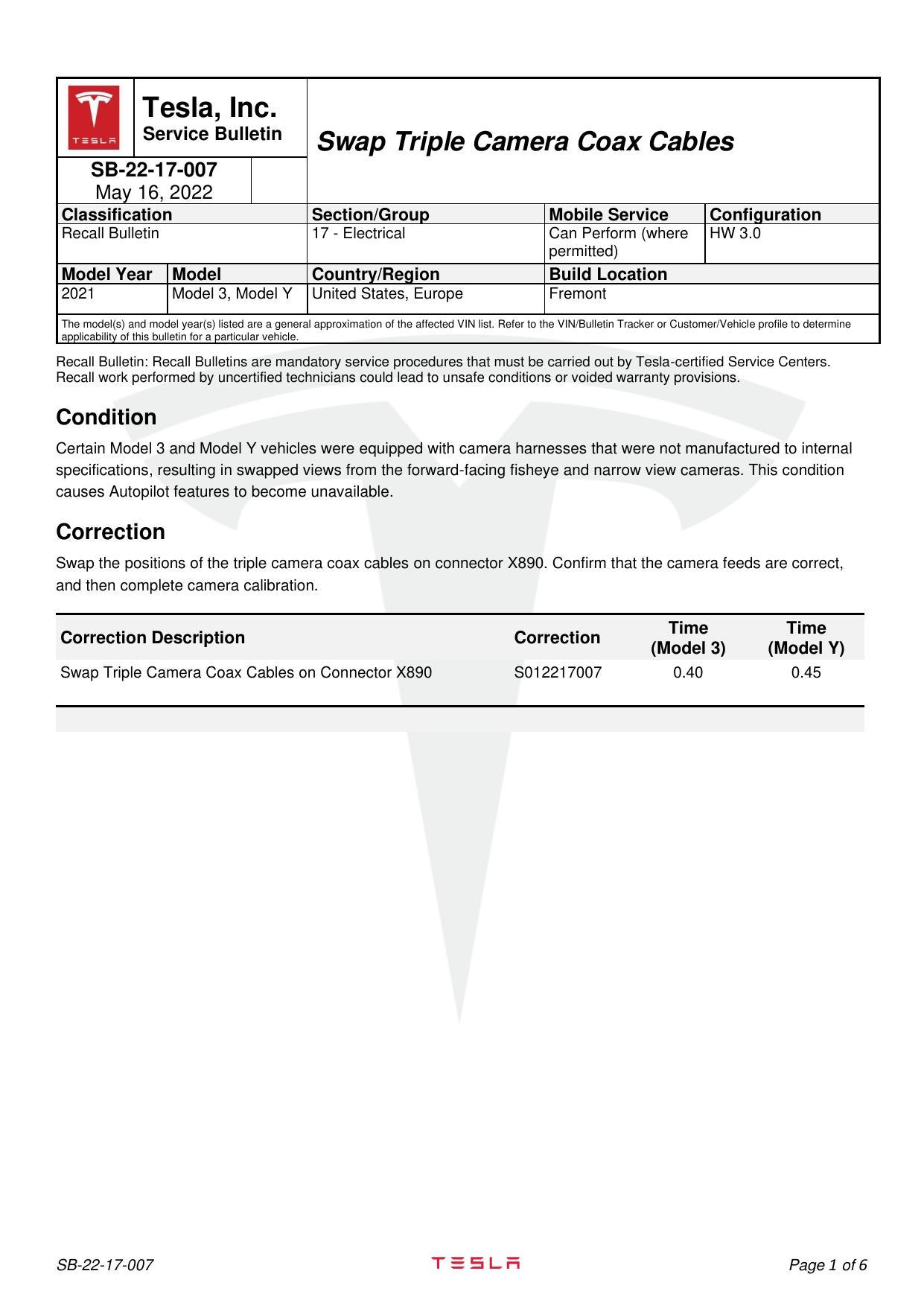 tesla-service-bulletin-sb-22-17-007-swap-triple-camera-coax-cables-2021-model-3-and-model-y.pdf