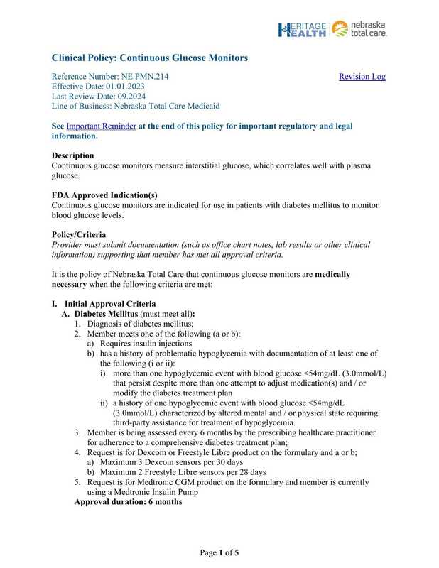 heritage-nebraska-total-care-clinical-policy-continuous-glucose-monitors.pdf