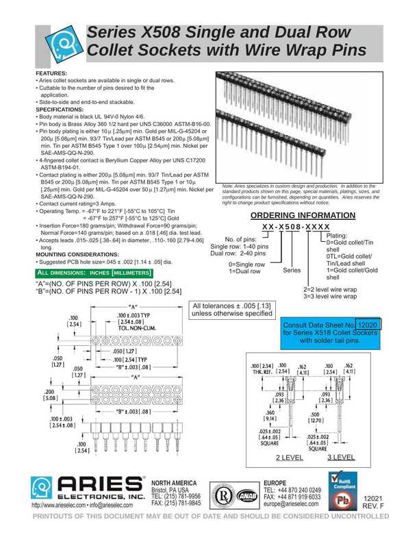 series-x508-single-and-dual-row-collet-sockets-with-wire-wrap-pins-datasheet.pdf