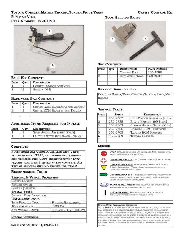 toyota-corolla-matrix-tacoma-tundra-prius-yaris-cruise-control-kit-poniatic-vibe-tool-service-parts-part-number-250-1731.pdf