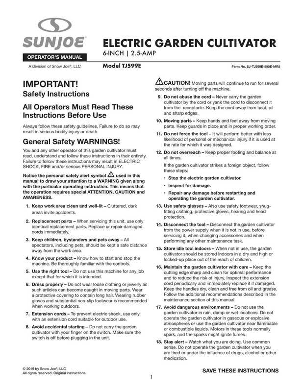 sunjoe-electric-garden-cultivator-6-inch-25-amp-operators-manual-a-division-of-snow-joe-llc-model-tjs99e-form-no-sj-tjs99e-880e-mrs.pdf