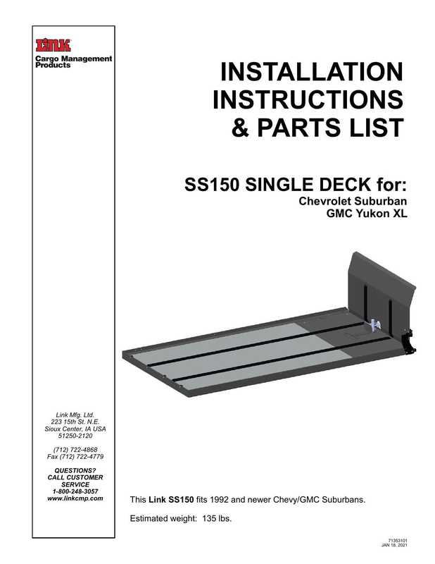 installation-instructions-parts-list-for-chevrolet-suburban-gmc-yukon-xl-ss150-single-deck.pdf