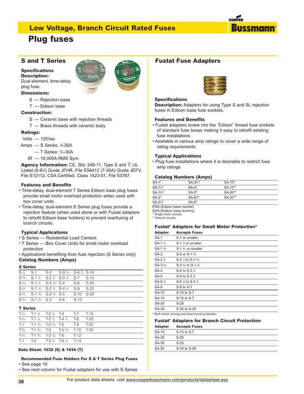 cooper-bussmann-low-voltage-branch-circuit-rated-fuses-plug-fuses-s-and-t-series-fustat-fuse-adapters.pdf