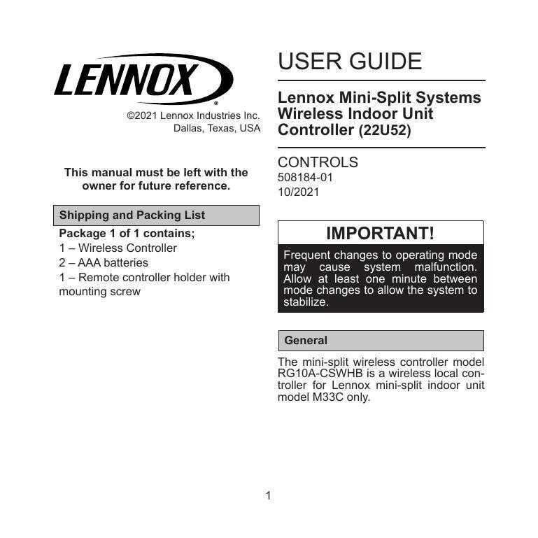 user-guide-lennox-mini-split-systems-wireless-indoor-unit.pdf